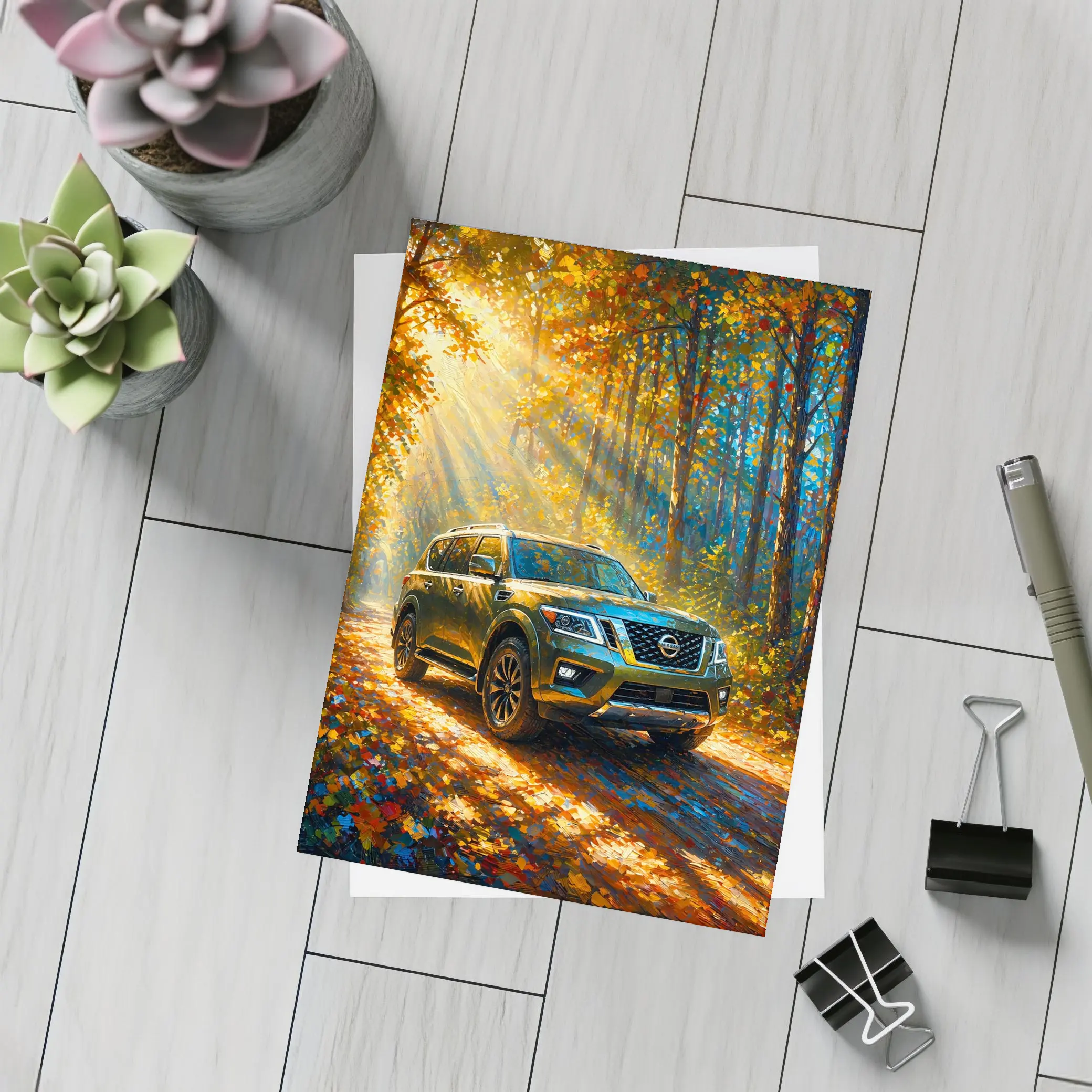 Nissan Armada Forest Autumn Impressionism Art – Postcards