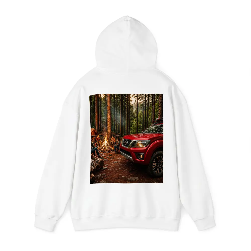 Nissan Frontier Red Truck Forest Campfire – Hoodies