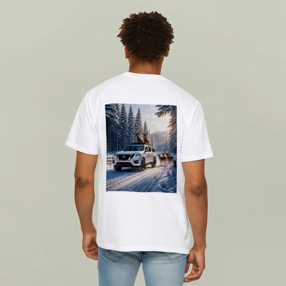 Nissan Frontier Truck Snowy Forest Deer – T-Shirts