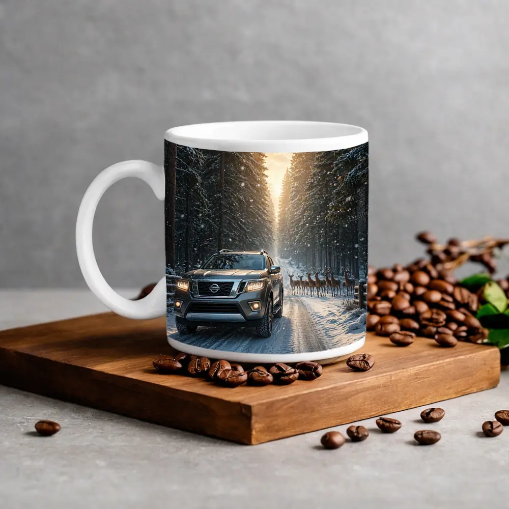 Nissan Frontier SUV Snowy Forest Deer – Mugs