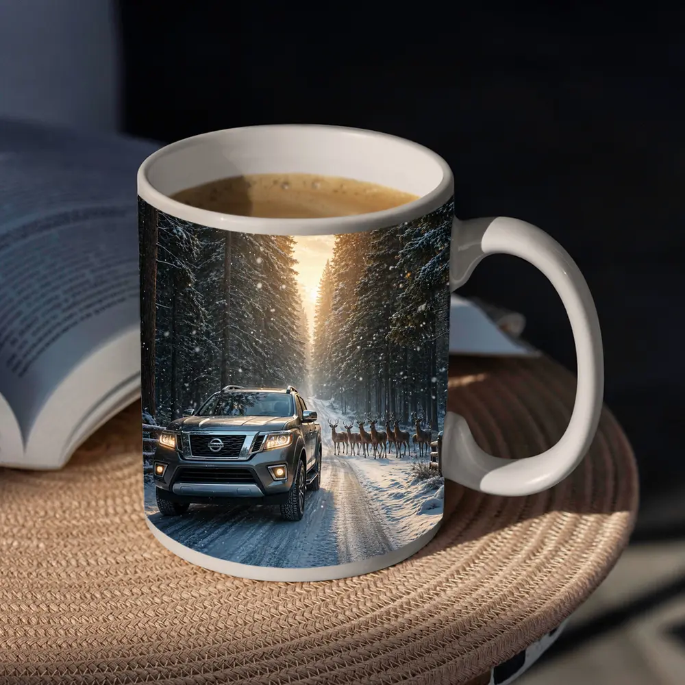 Nissan Frontier SUV Snowy Forest Deer – Mugs