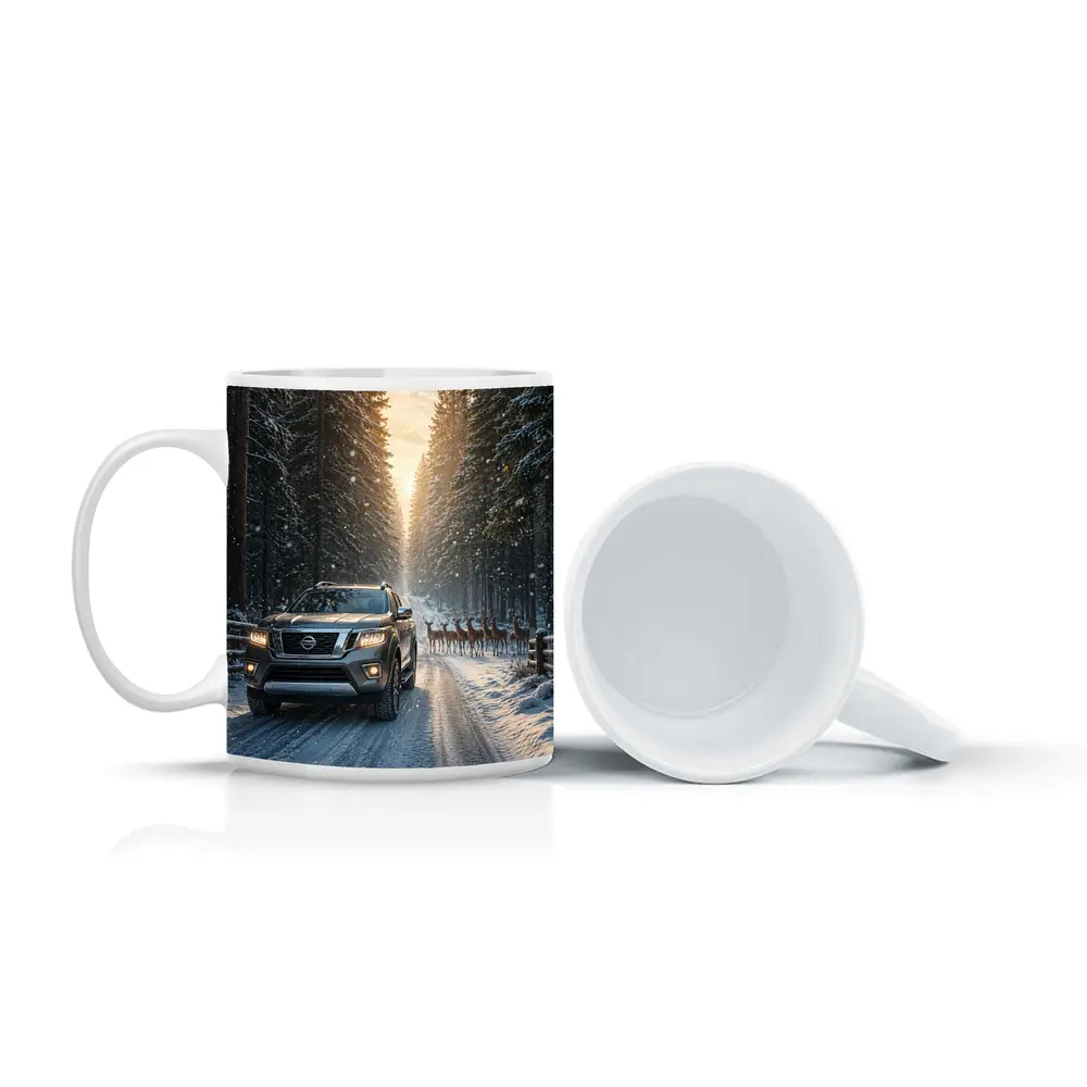 Nissan Frontier SUV Snowy Forest Deer – Mugs