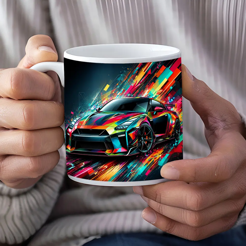 Nissan GT-R Abstract Colorful Digital Art – Mugs