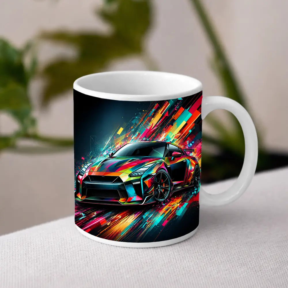 Nissan GT-R Abstract Colorful Digital Art – Mugs