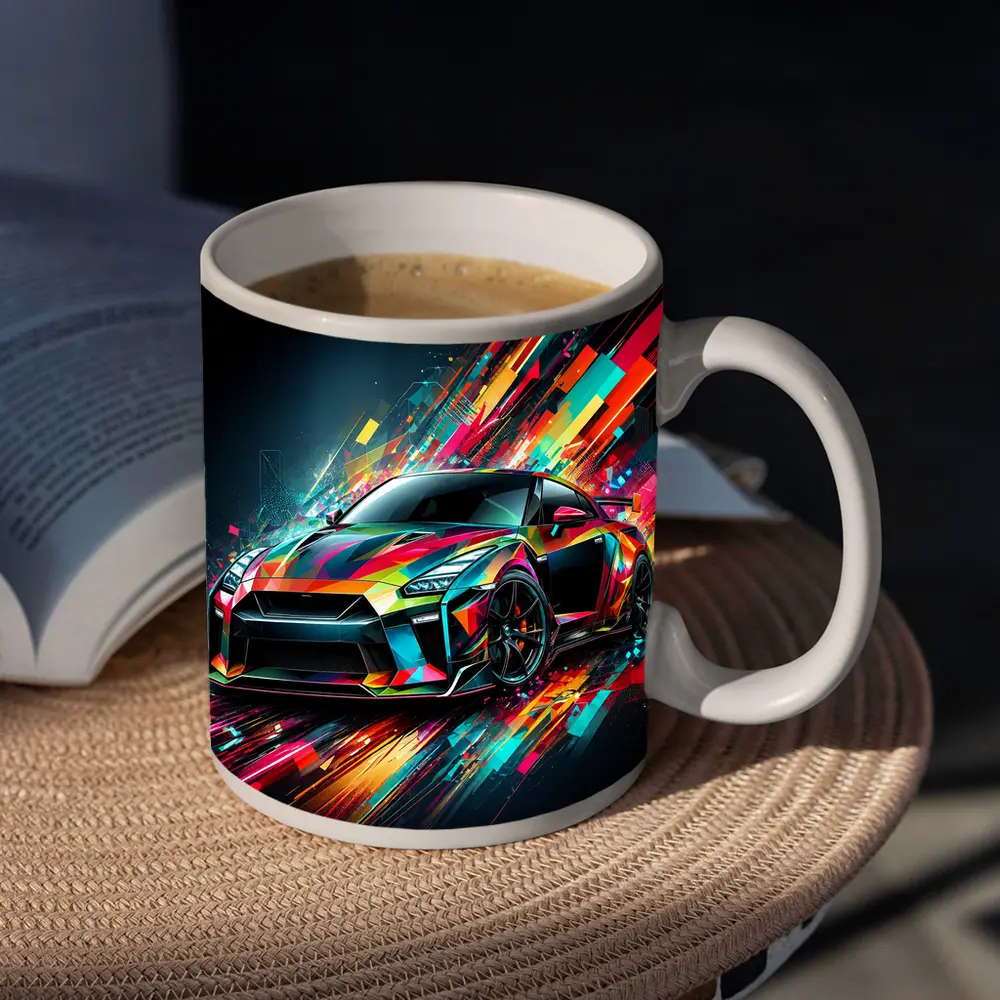 Nissan GT-R Abstract Colorful Digital Art – Mugs