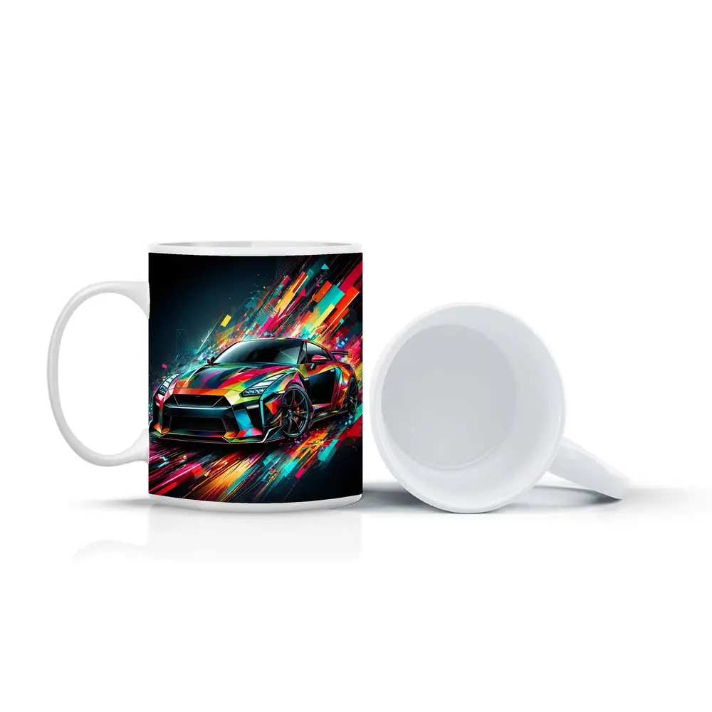 Nissan GT-R Abstract Colorful Digital Art – Mugs