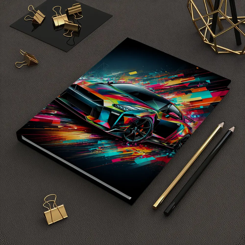 Nissan GT-R Abstract Colorful Digital Art – Notebooks