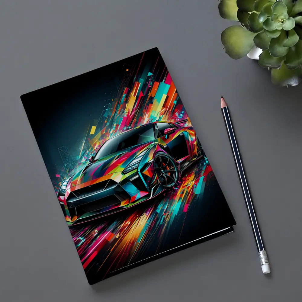 Nissan GT-R Abstract Colorful Digital Art – Notebooks