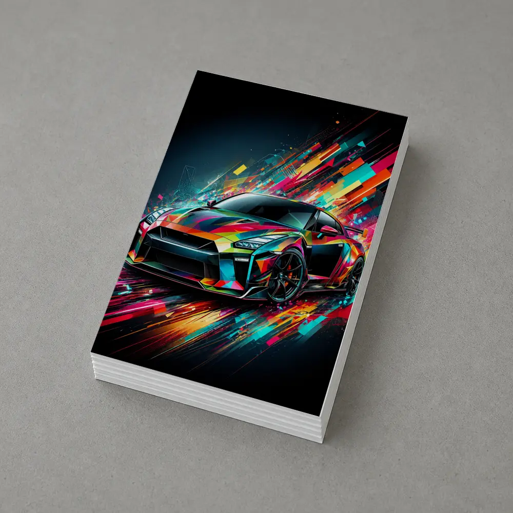 Nissan GT-R Abstract Colorful Digital Art – Postcards