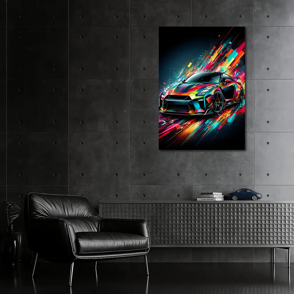 Nissan GT-R Abstract Colorful Digital Art – Wall Art