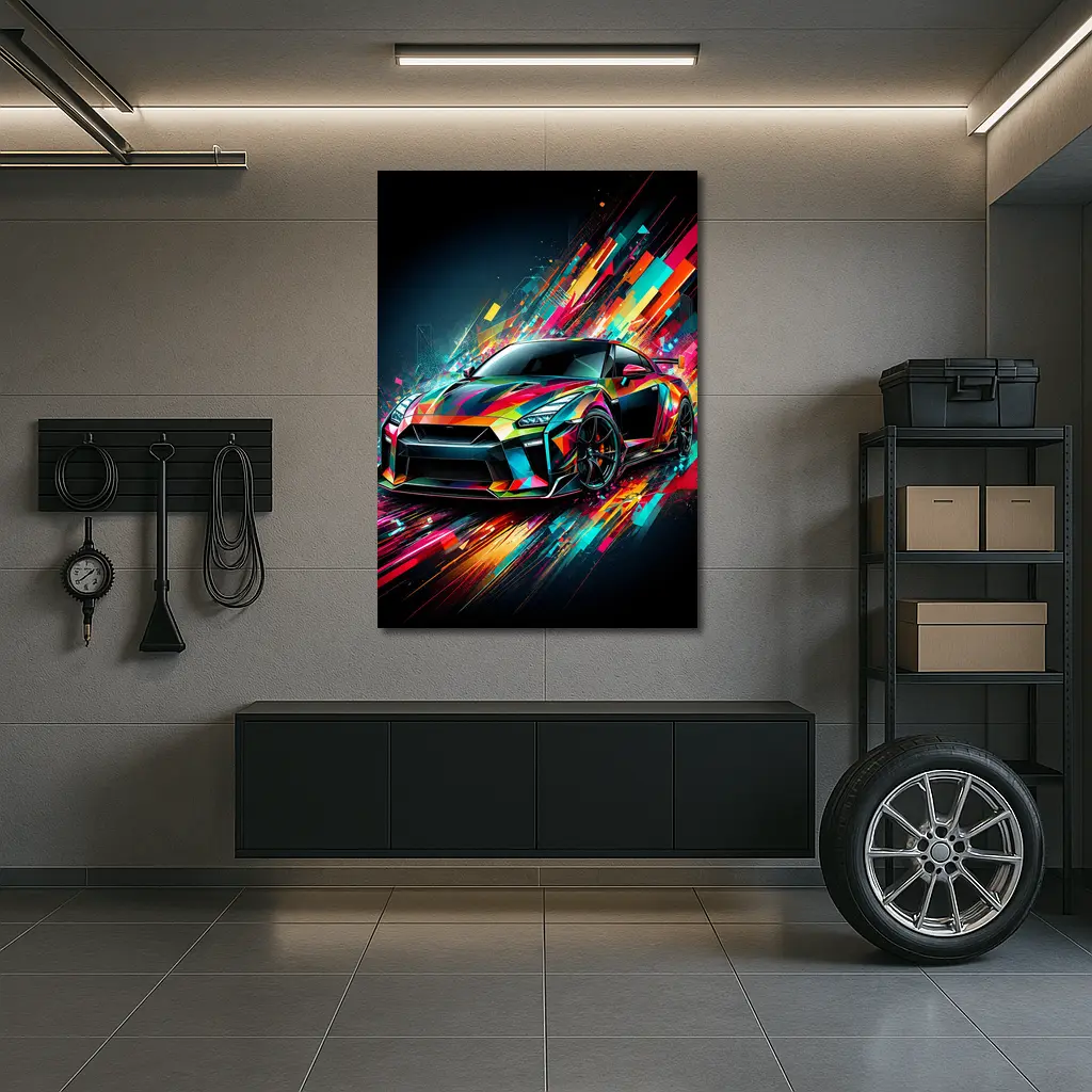 Nissan GT-R Abstract Colorful Digital Art – Wall Art