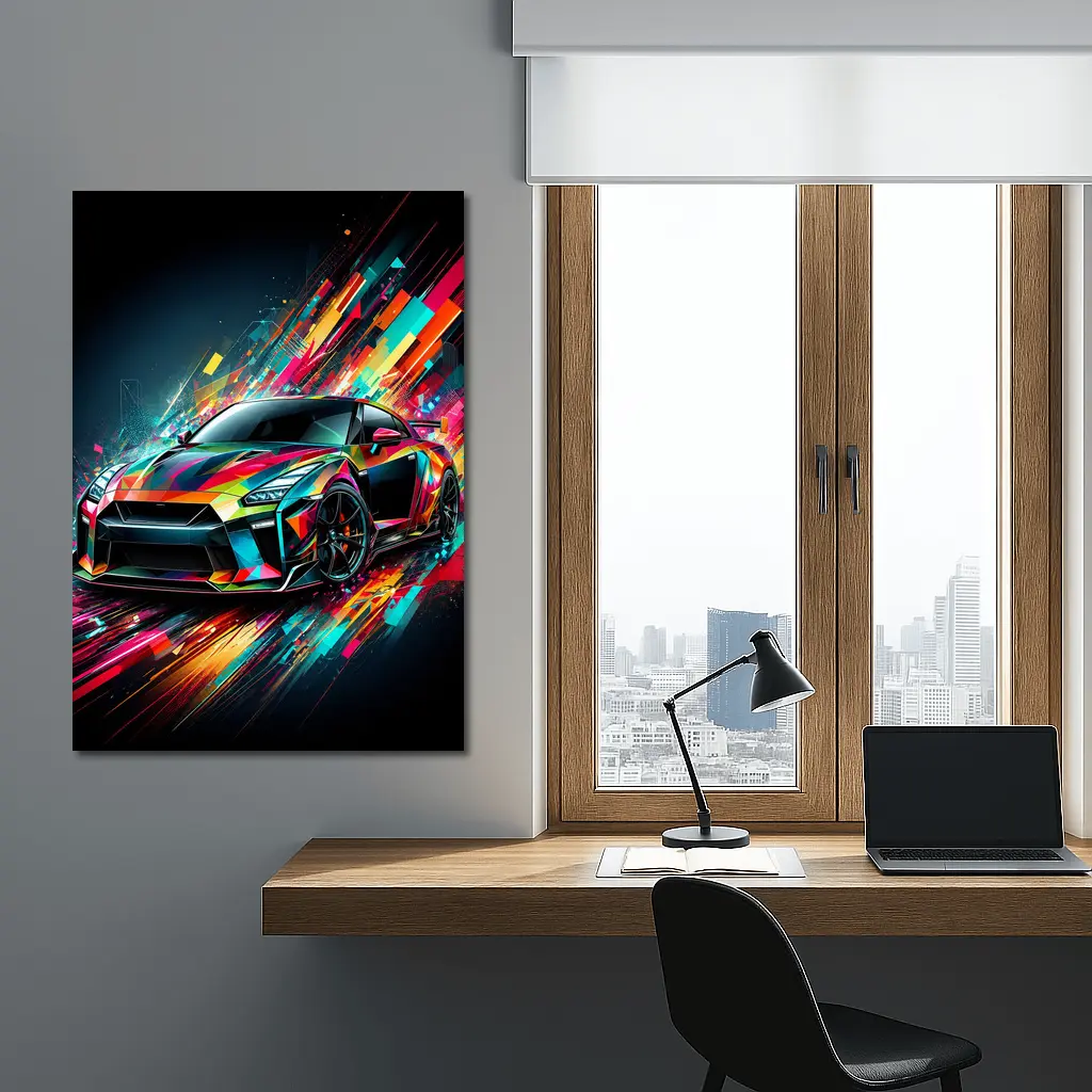 Nissan GT-R Abstract Colorful Digital Art – Wall Art