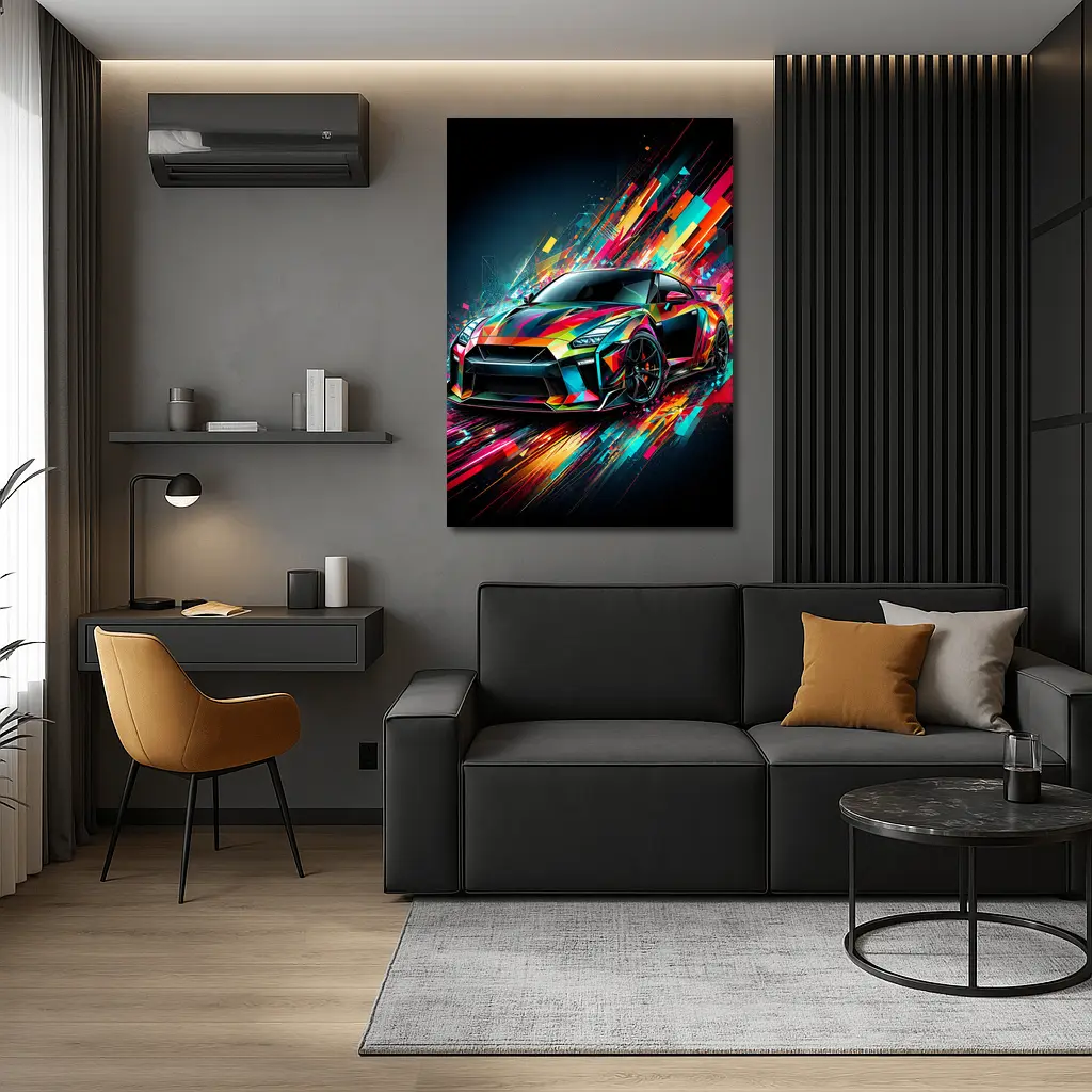 Nissan GT-R Abstract Colorful Digital Art – Wall Art