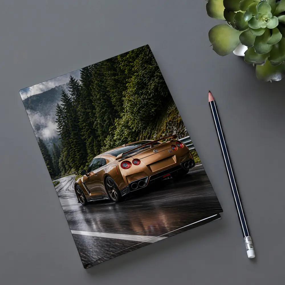 Nissan GT-R Gold Wet Mountain Road – Notebooks