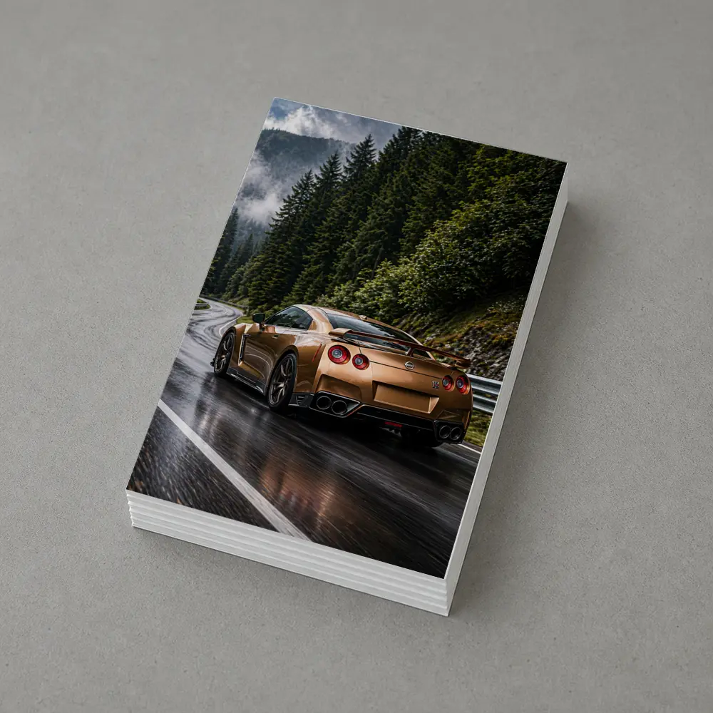 Nissan GT-R Gold Wet Mountain Road – Postcards