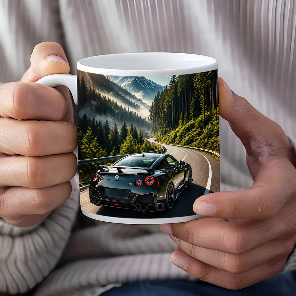 Nissan GT-R Driving Mountain Forest Road – Mugs