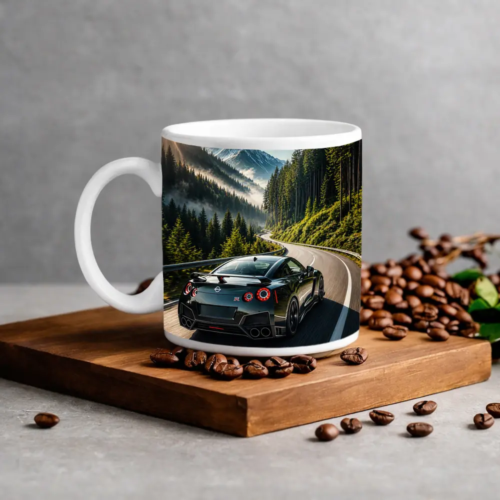 Nissan GT-R Driving Mountain Forest Road – Mugs