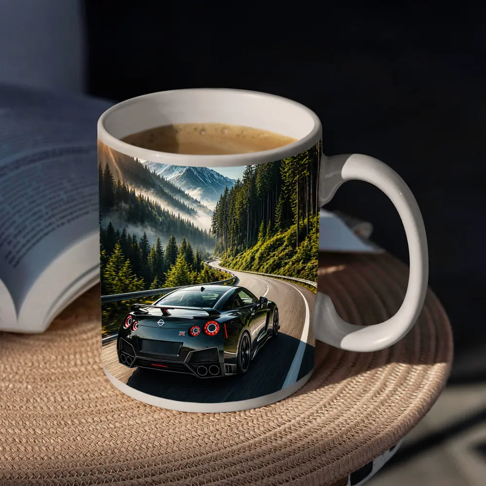 Nissan GT-R Driving Mountain Forest Road – Mugs