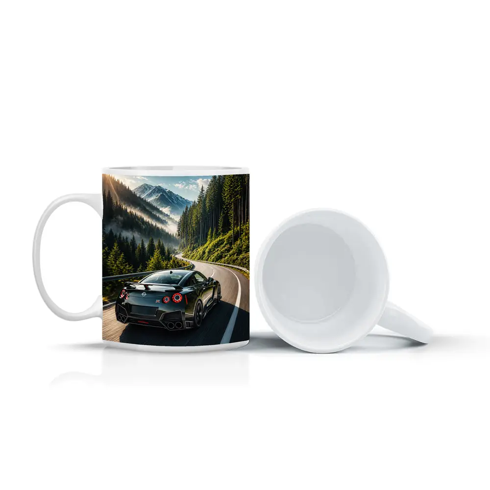 Nissan GT-R Driving Mountain Forest Road – Mugs