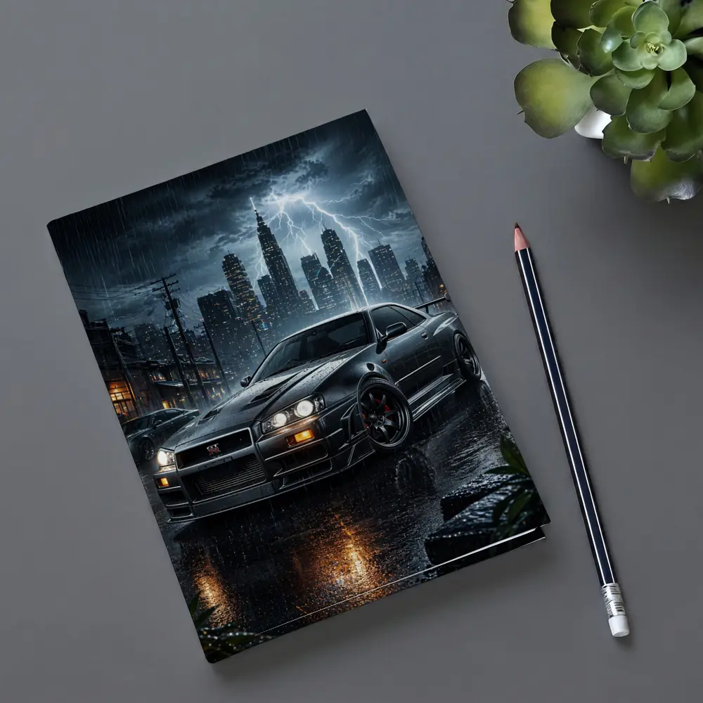 Nissan Skyline GT-R R34 Rainy City Night – Notebooks