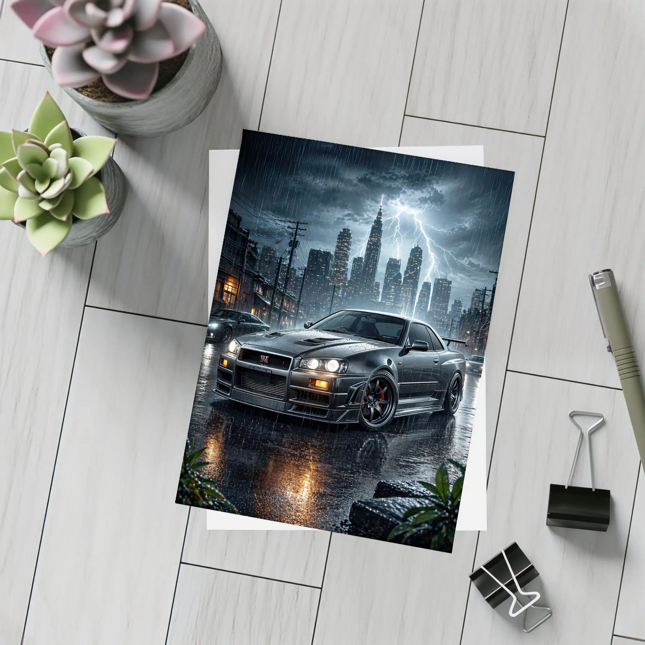 Nissan Skyline GT-R R34 Rainy City Night – Postcards