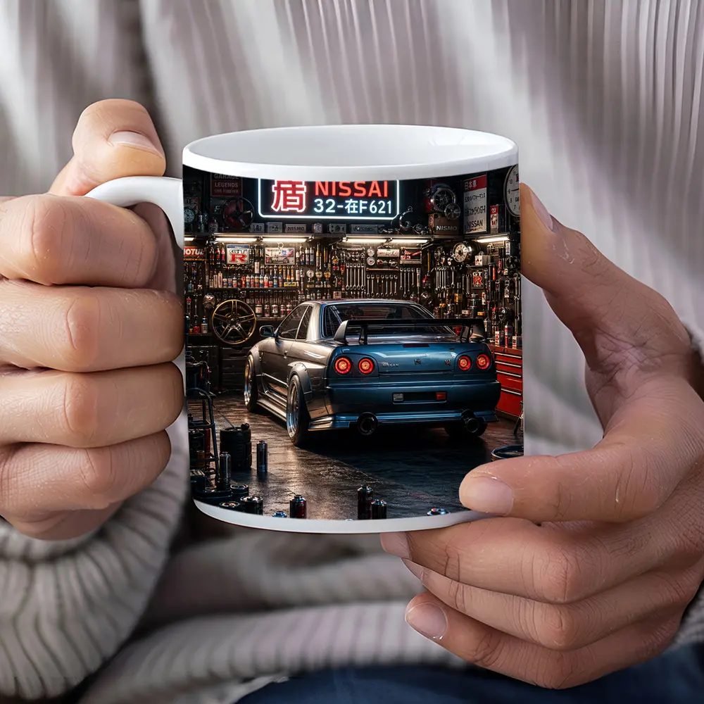Nissan Skyline GT-R Blue Neon Garage – Mugs