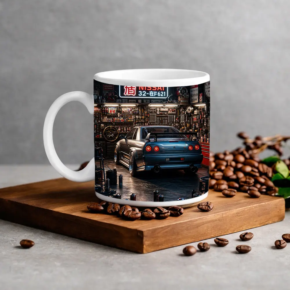Nissan Skyline GT-R Blue Neon Garage – Mugs
