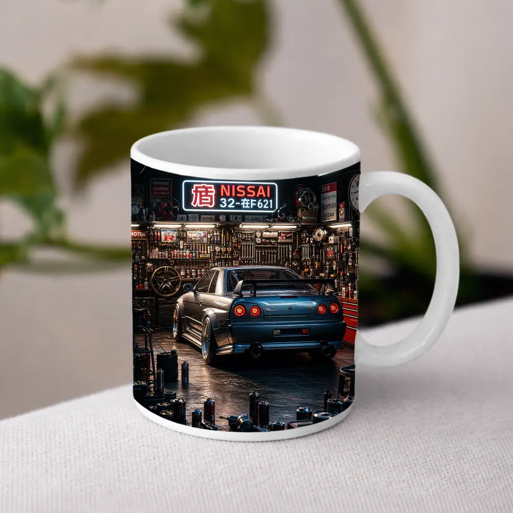 Nissan Skyline GT-R Blue Neon Garage – Mugs