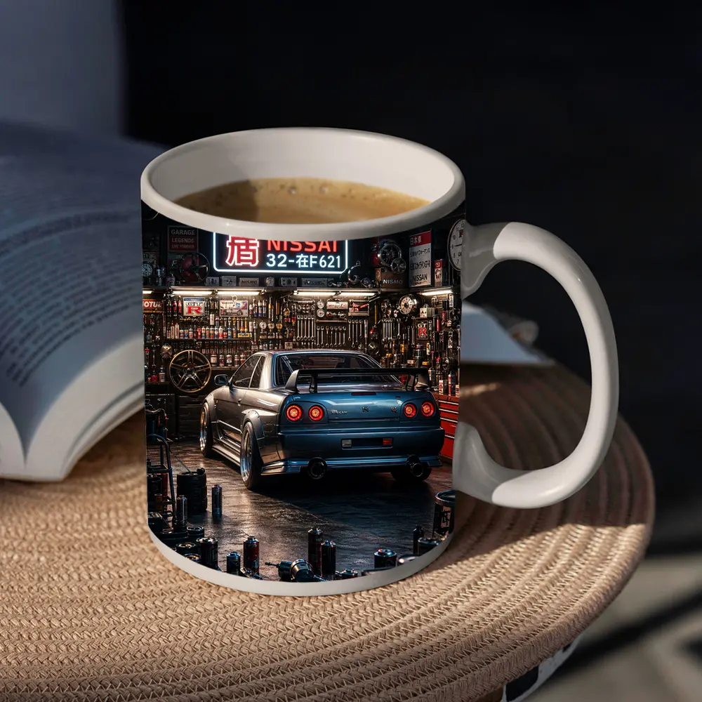 Nissan Skyline GT-R Blue Neon Garage – Mugs
