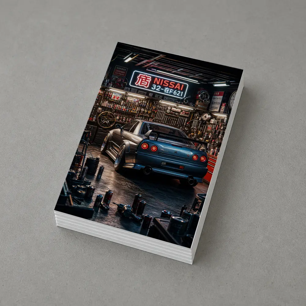 Nissan Skyline GT-R Blue Neon Garage – Postcards