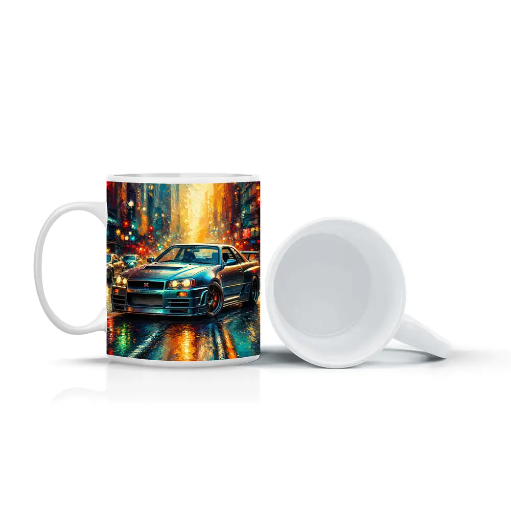 Nissan Skyline GT-R Rainy City Impressionism Art – Mugs