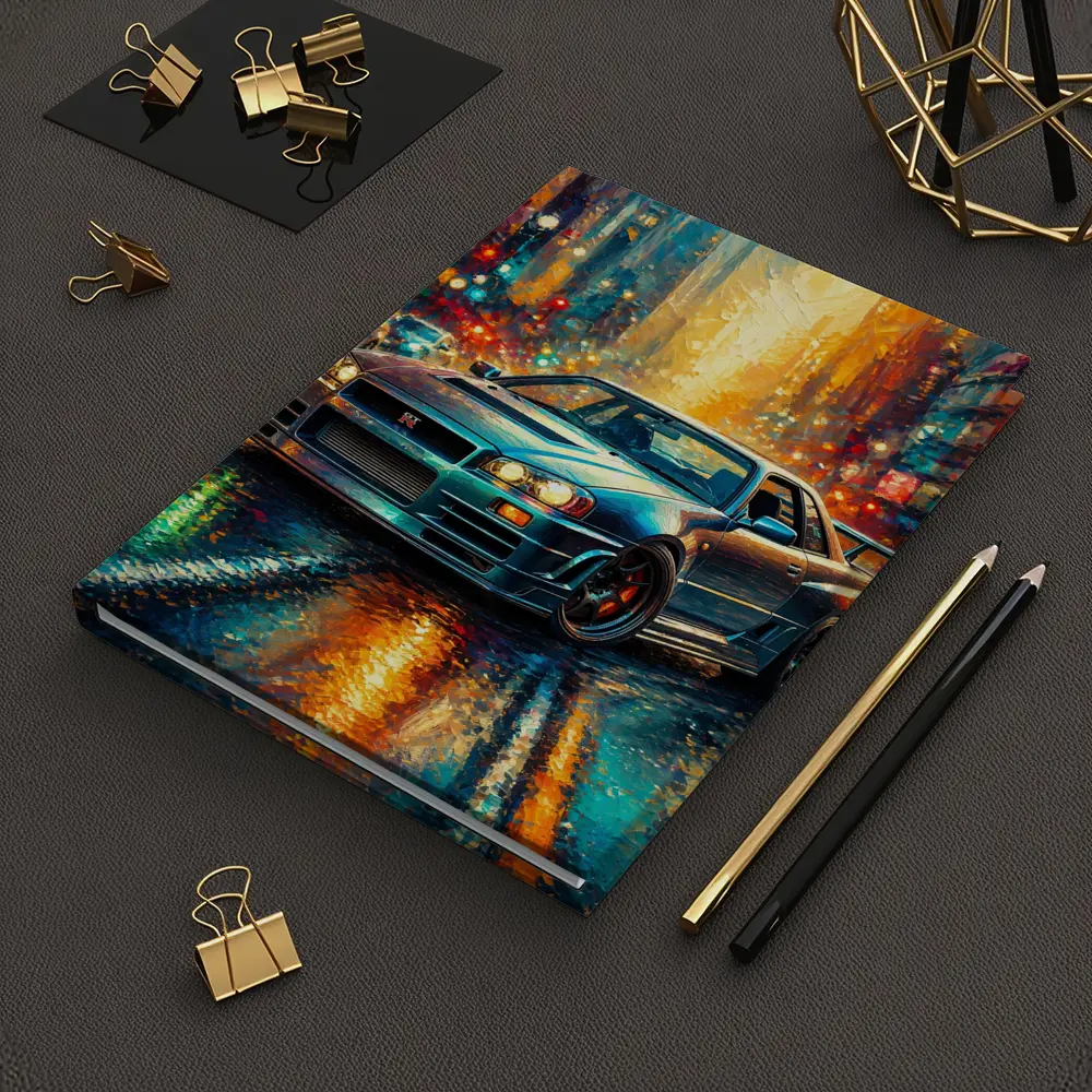 Nissan Skyline GT-R Rainy City Impressionism Art – Notebooks