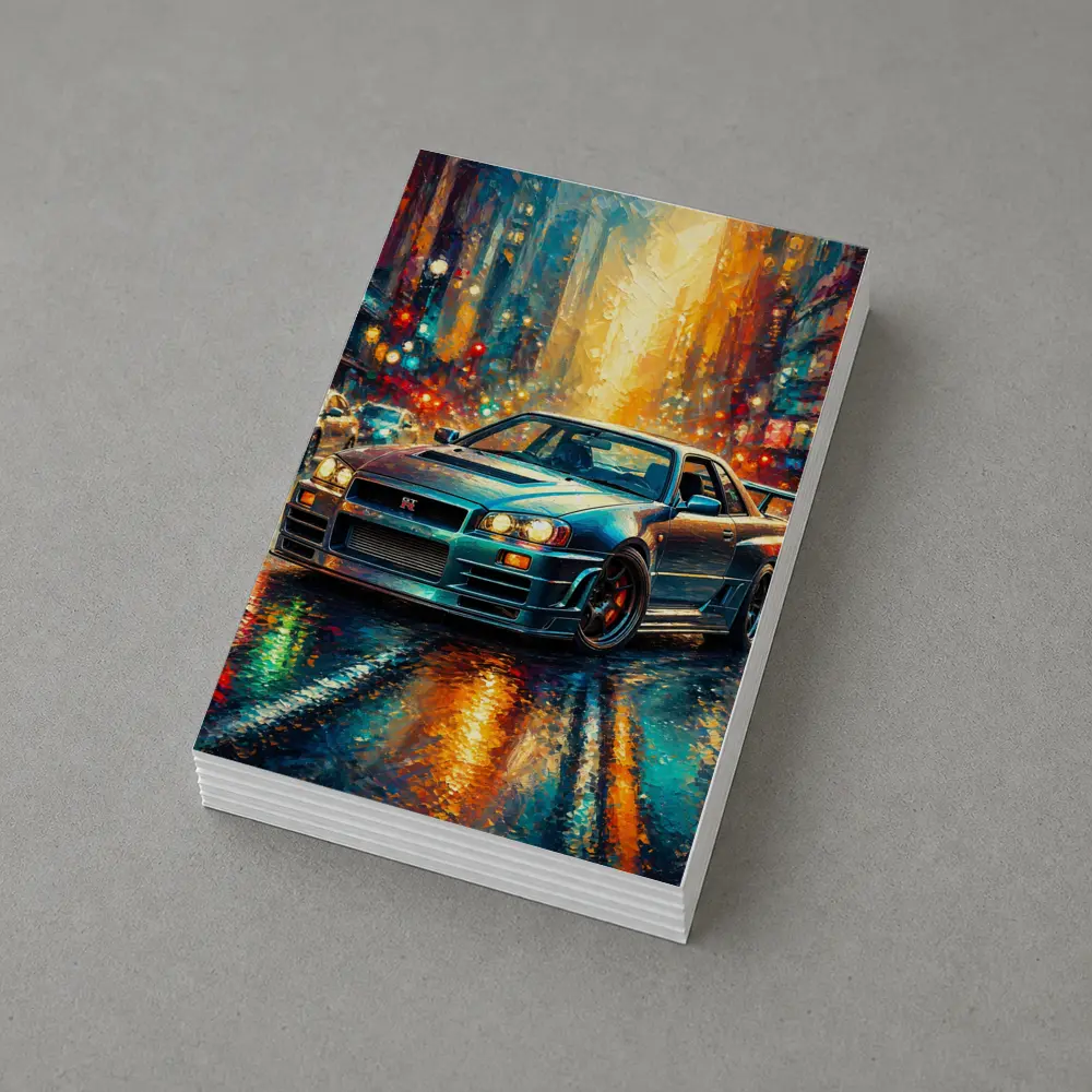Nissan Skyline GT-R Rainy City Impressionism Art – Postcards