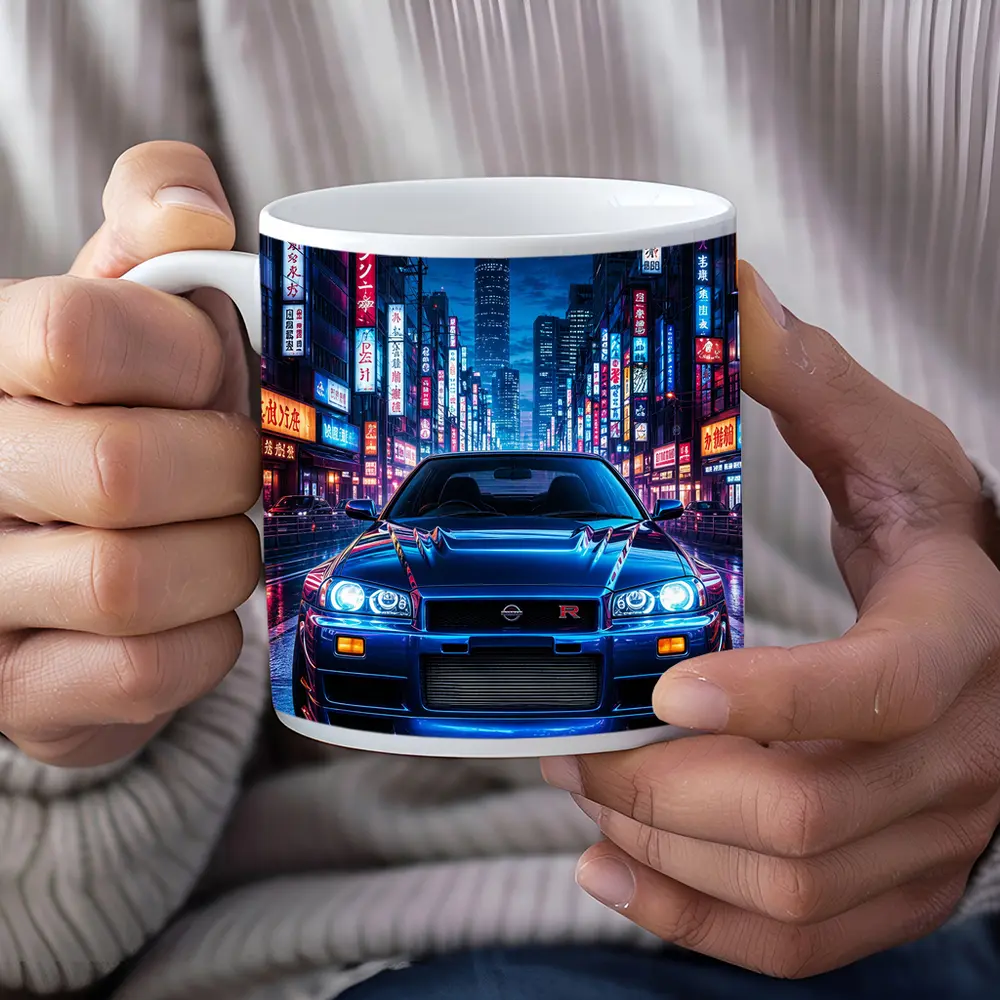 Nissan Skyline GT-R Neon Tokyo Night Street – Mugs