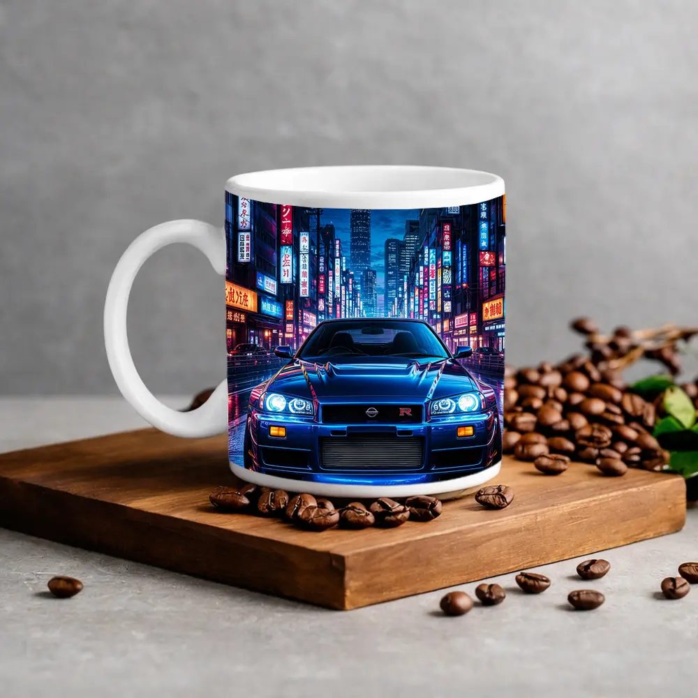 Nissan Skyline GT-R Neon Tokyo Night Street – Mugs