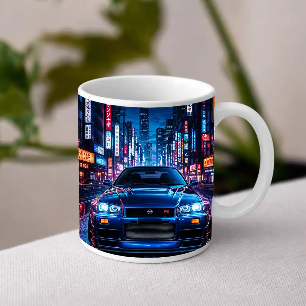 Nissan Skyline GT-R Neon Tokyo Night Street – Mugs