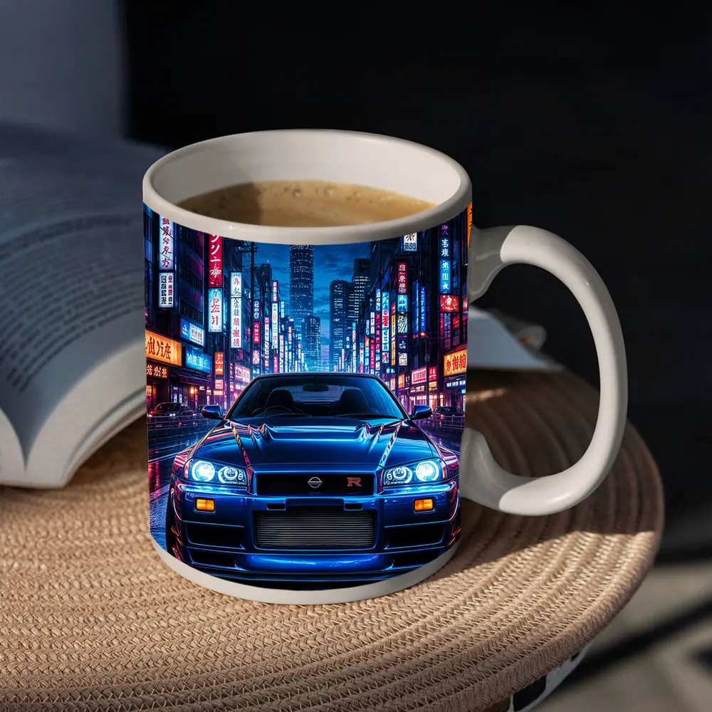 Nissan Skyline GT-R Neon Tokyo Night Street – Mugs