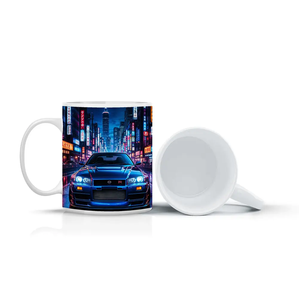 Nissan Skyline GT-R Neon Tokyo Night Street – Mugs