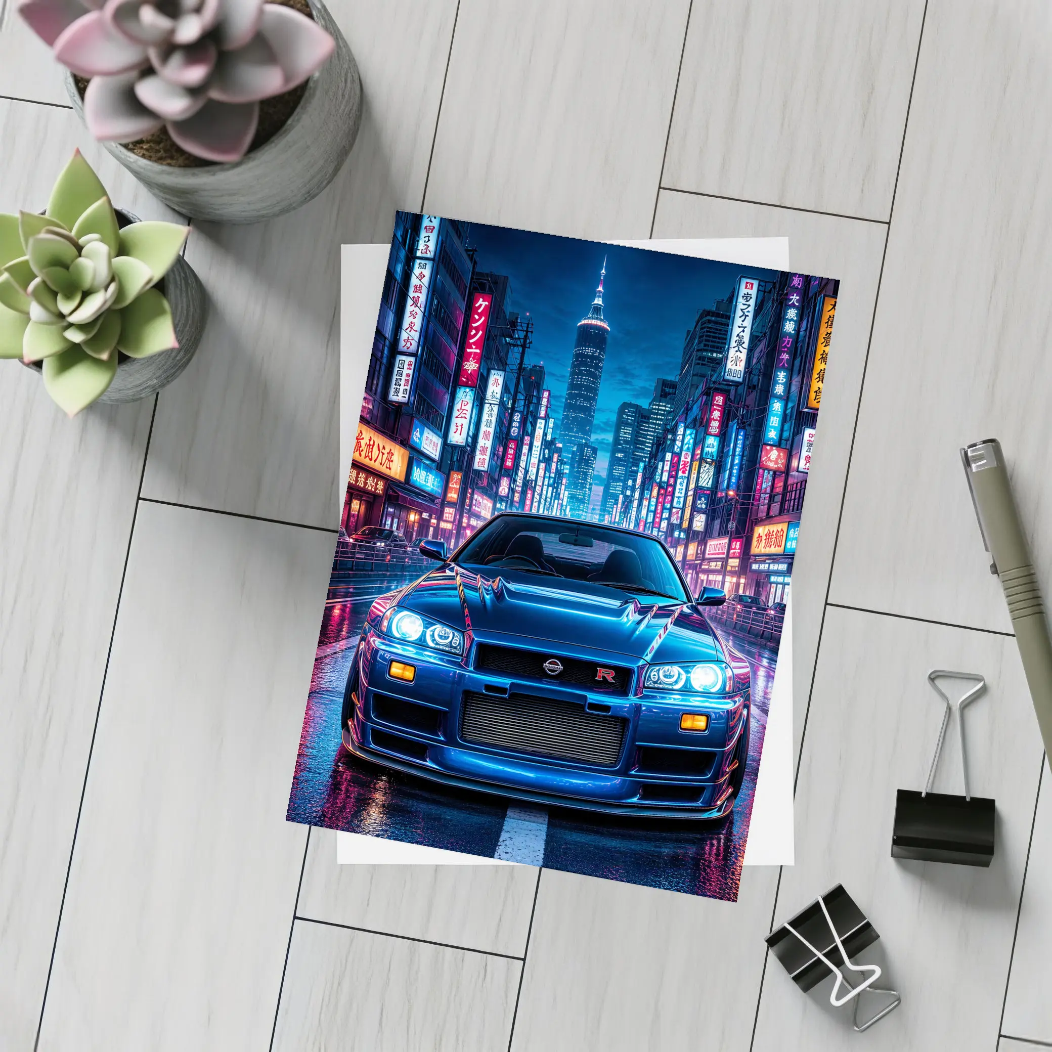Nissan Skyline GT-R Neon Tokyo Night Street – Postcards
