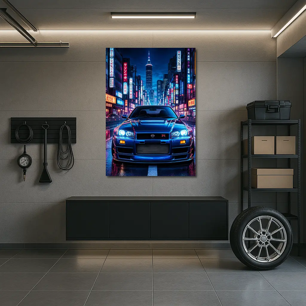 Nissan Skyline GT-R Neon Tokyo Night Street – Wall Art