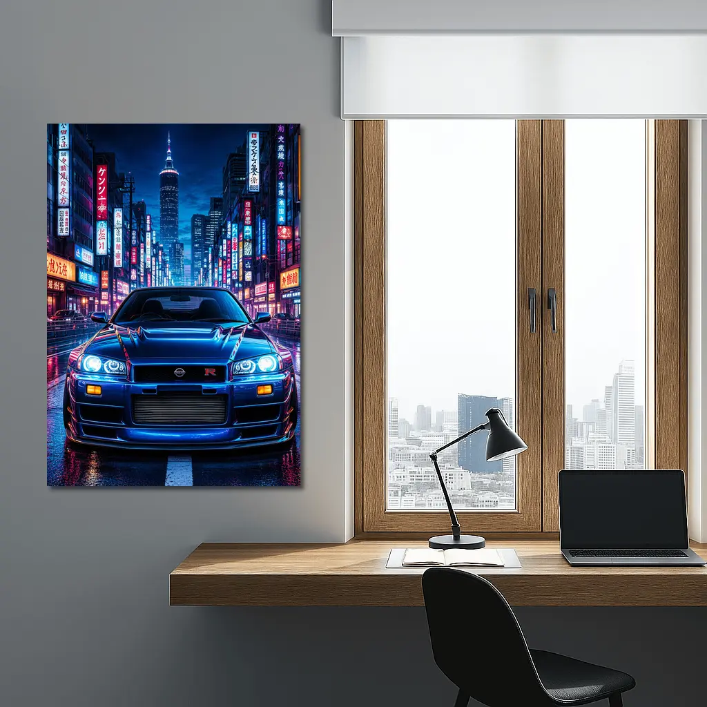 Nissan Skyline GT-R Neon Tokyo Night Street – Wall Art