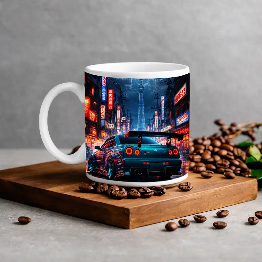Nissan Skyline GTR Tokyo Neon Night Streets – Mugs