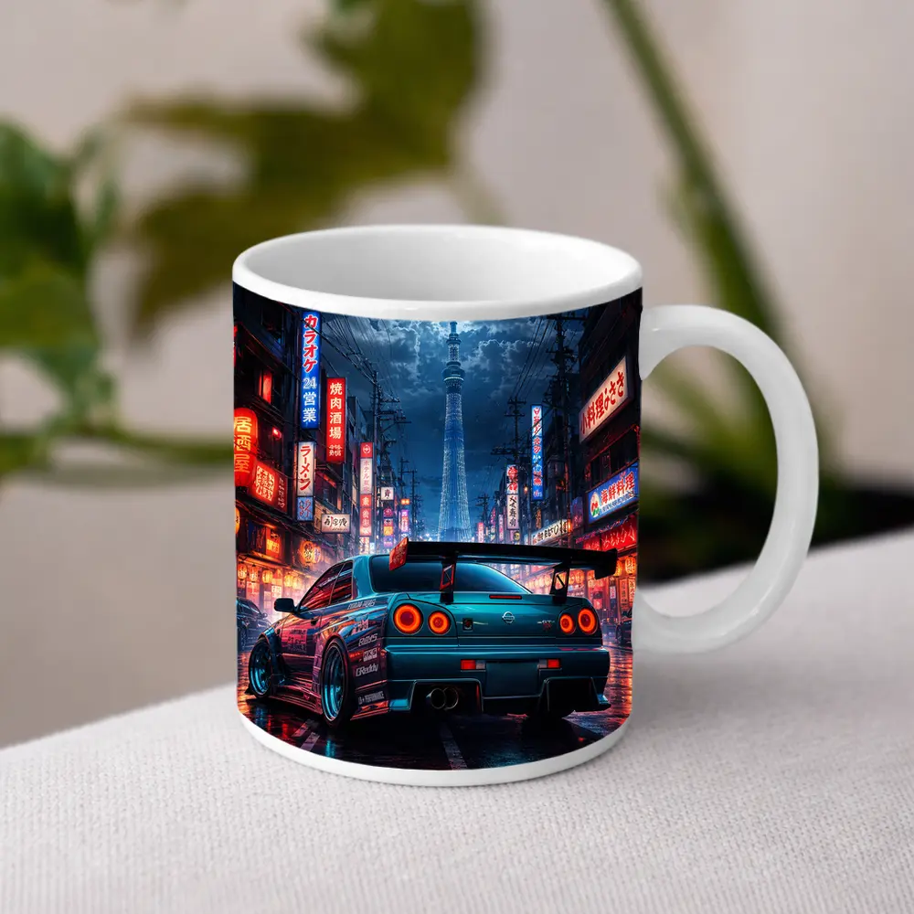 Nissan Skyline GTR Tokyo Neon Night Streets – Mugs
