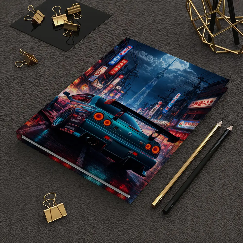 Nissan Skyline GTR Tokyo Neon Night Streets – Notebooks