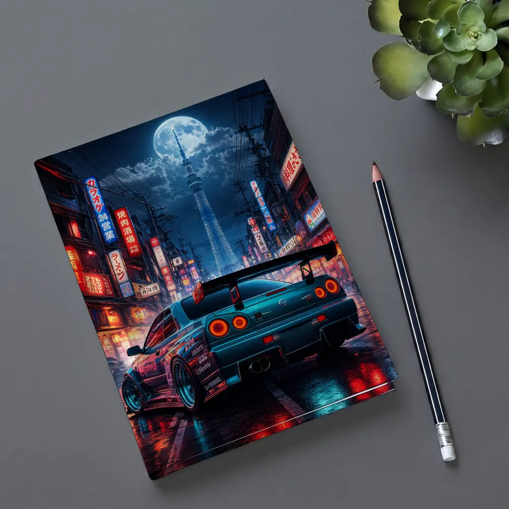Nissan Skyline GTR Tokyo Neon Night Streets – Notebooks