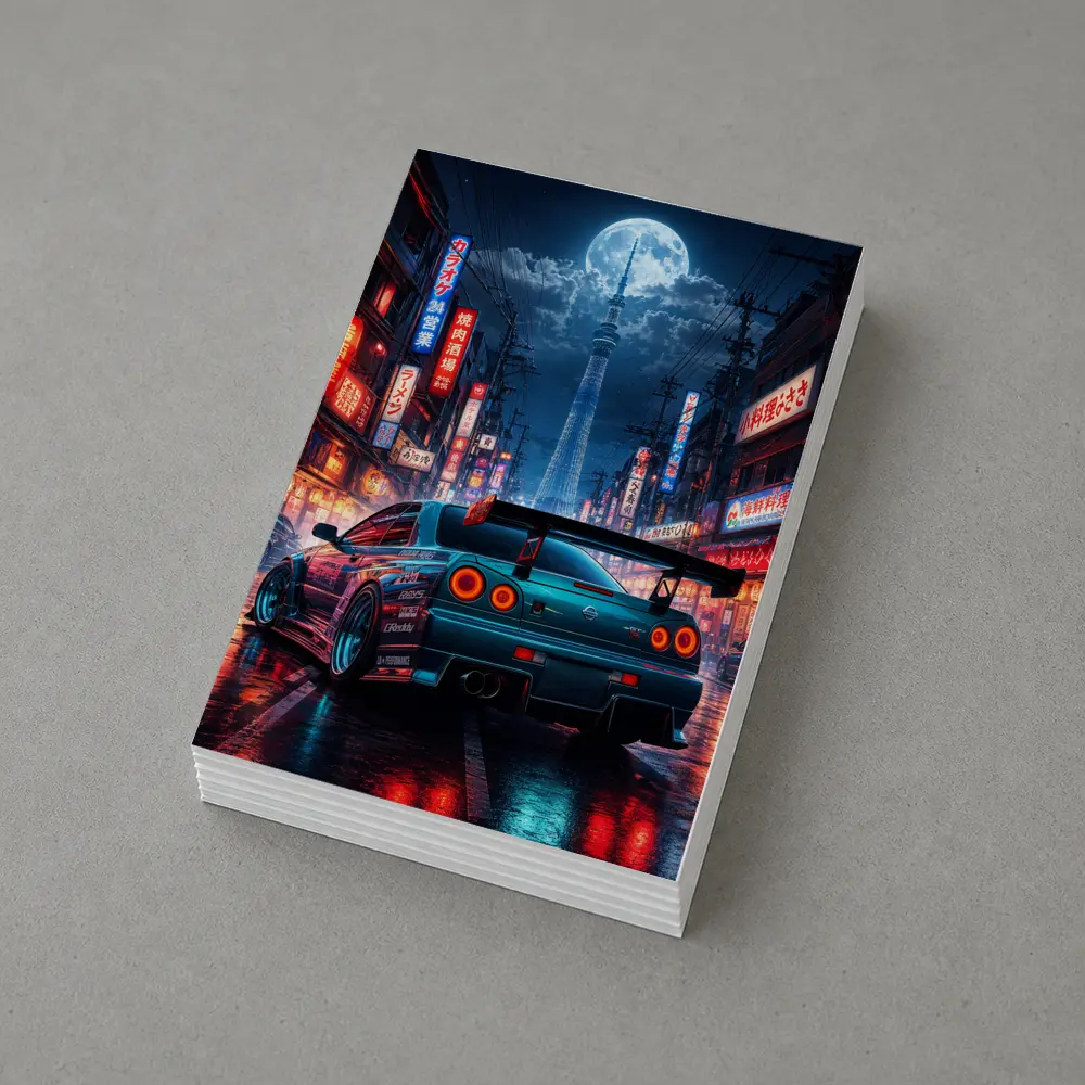 Nissan Skyline GTR Tokyo Neon Night Streets – Postcards