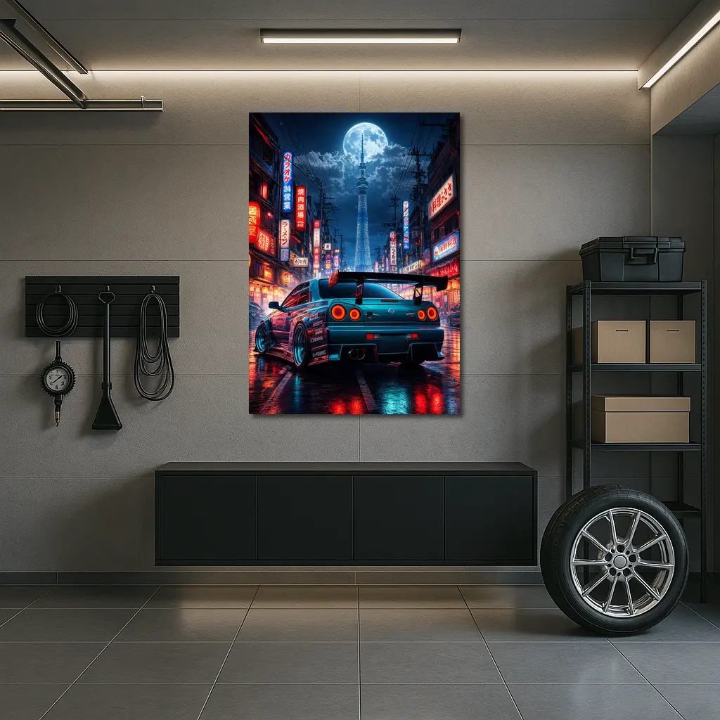 Nissan Skyline GTR Tokyo Neon Night Streets – Wall Art