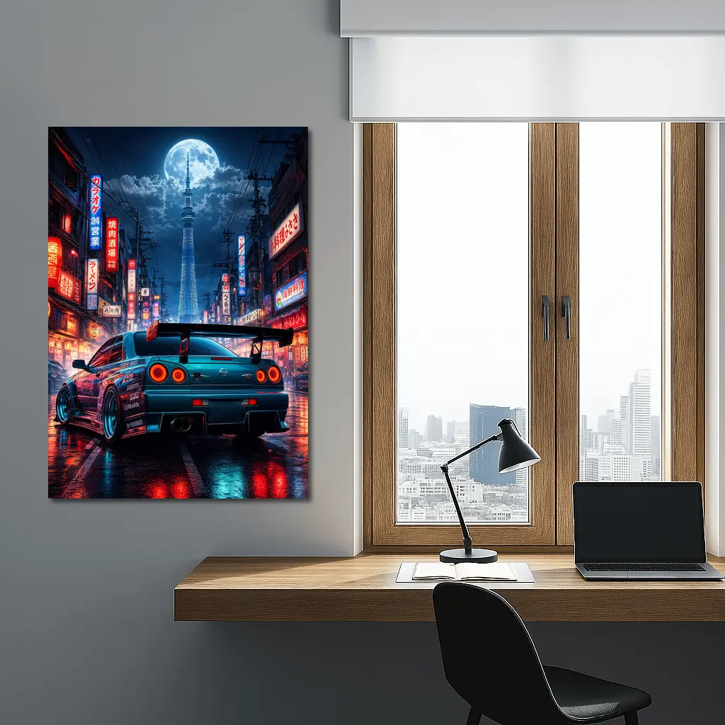 Nissan Skyline GTR Tokyo Neon Night Streets – Wall Art