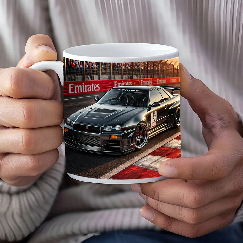 Nissan Skyline GT-R Black Race Track Sunset – Mugs