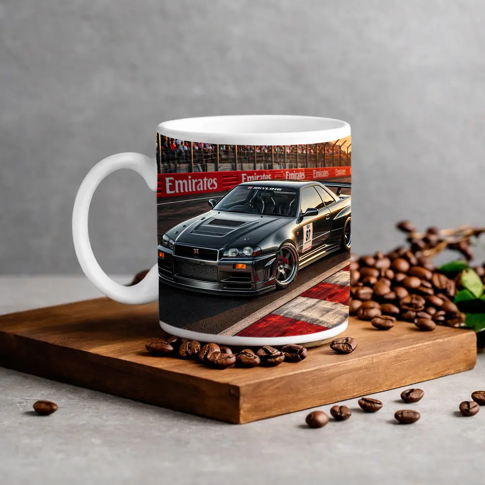 Nissan Skyline GT-R Black Race Track Sunset – Mugs